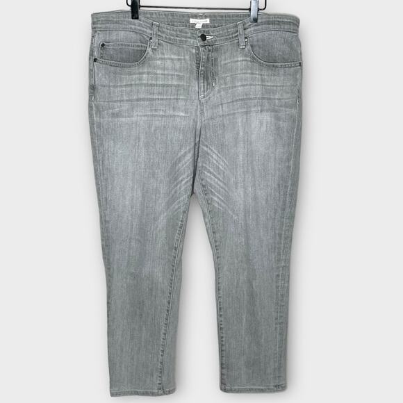 EILEEN FISHER light gray stretch slim jeans size 14 - Picture 2 of 6